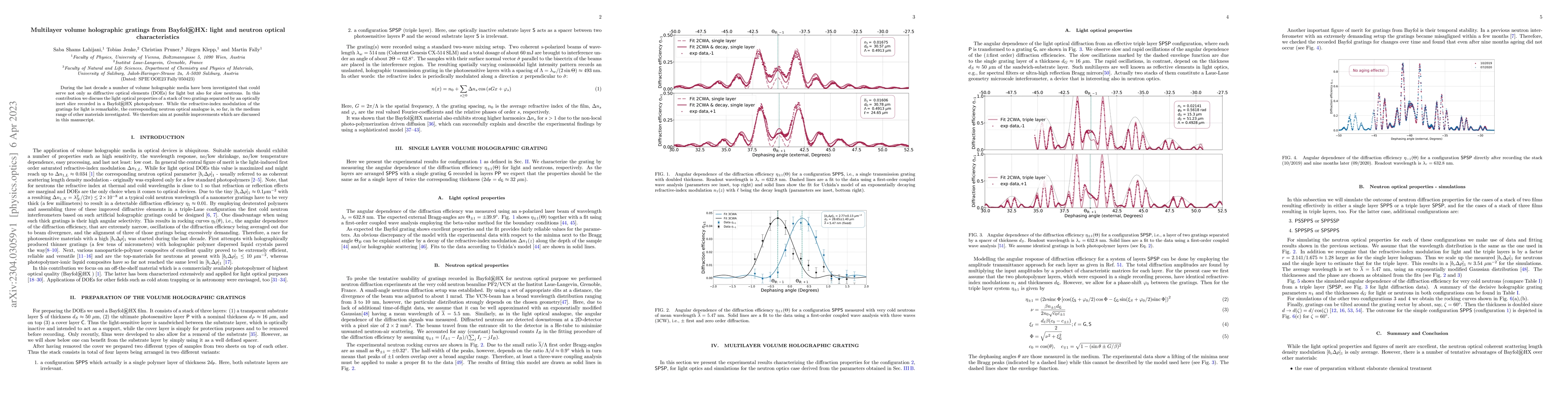 Thumbnail for Multilayer volume holographic gratings from Bayfol HX: light and neutron
  optical characteristics