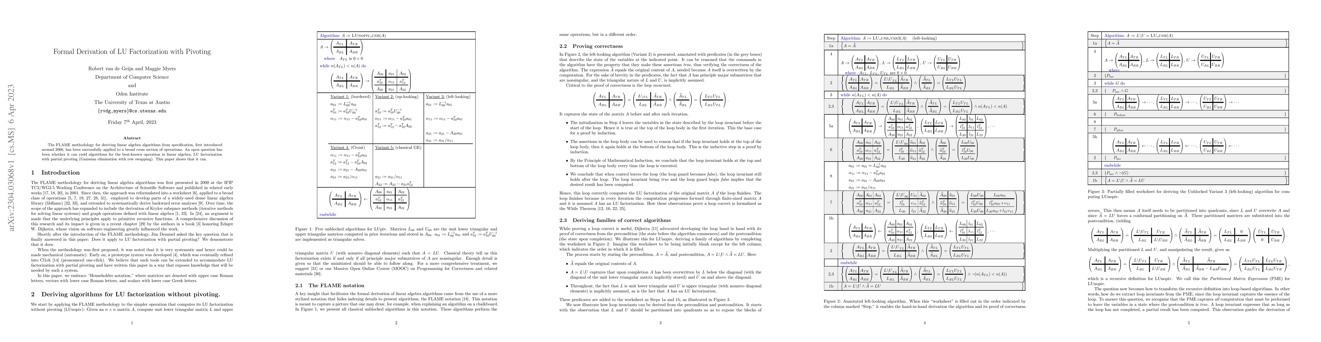 Thumbnail for Formal Derivation of LU Factorization with Pivoting