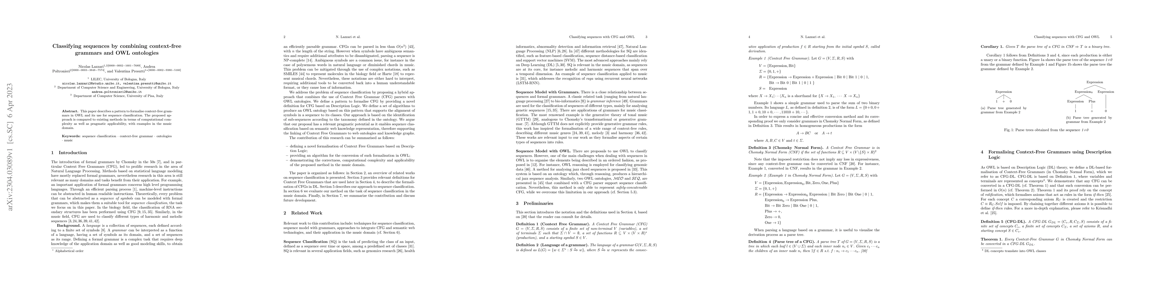 Thumbnail for Classifying sequences by combining context-free grammars and OWL
  ontologies