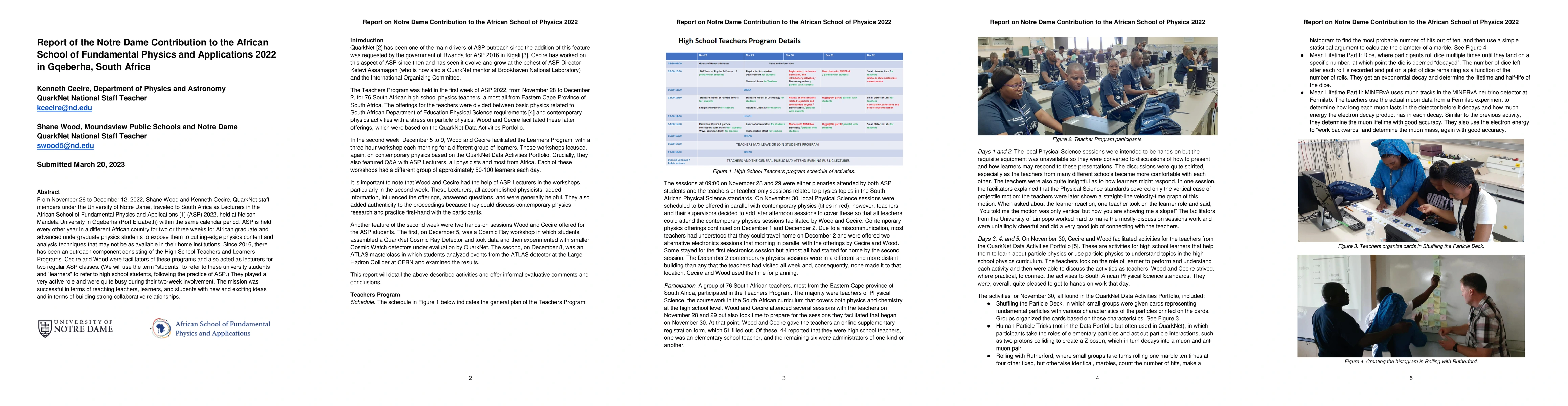 Thumbnail for Report of the Notre Dame Contribution to the African School of
  Fundamental Physics and Applications 2022 in Gqeberha, South Africa