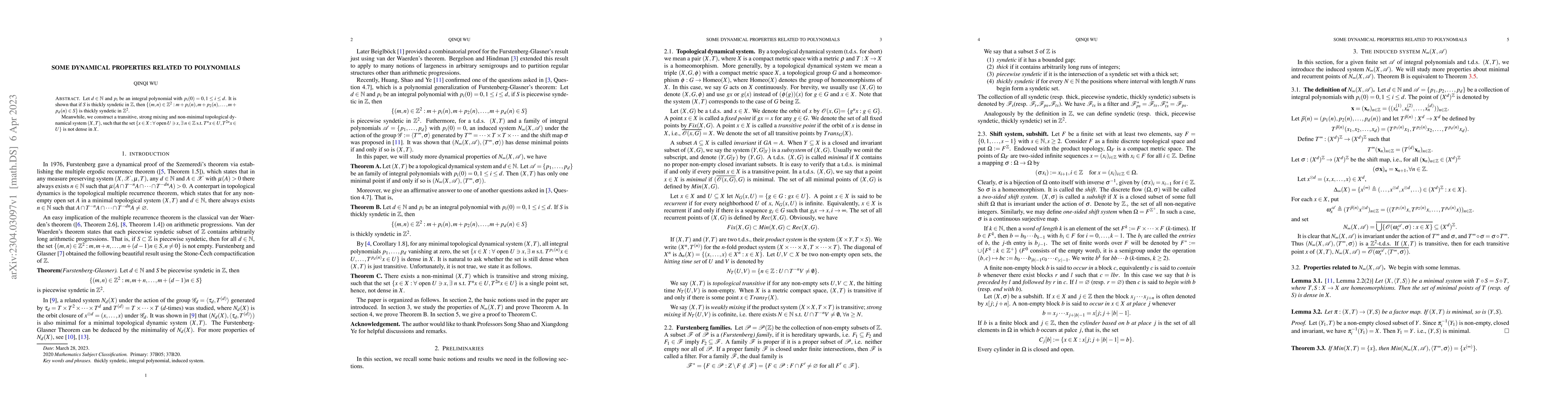 Thumbnail for Some dynamical properties related to polynomials