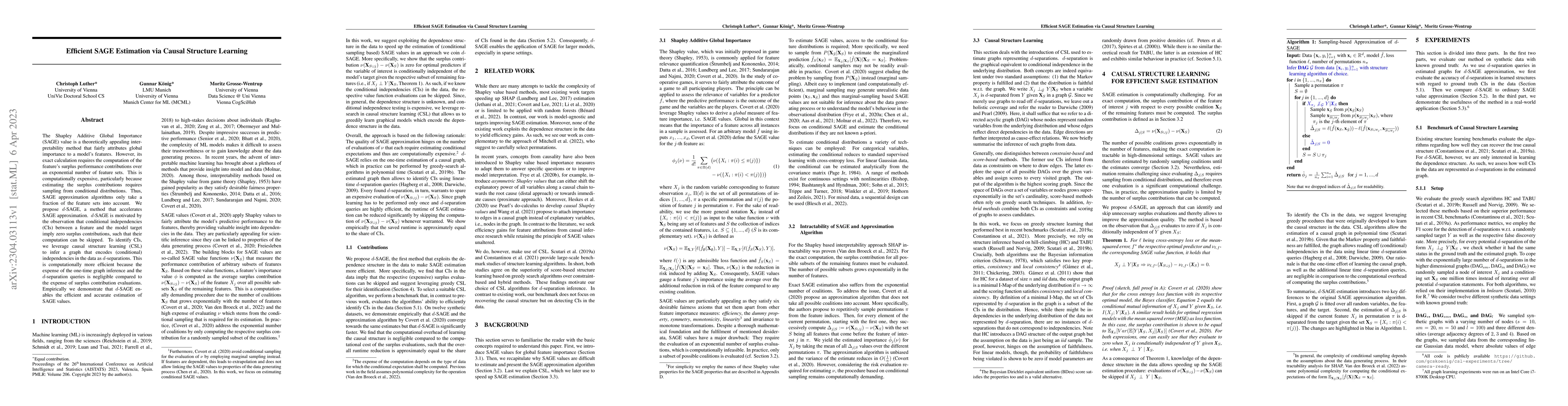 Thumbnail for Efficient SAGE Estimation via Causal Structure Learning