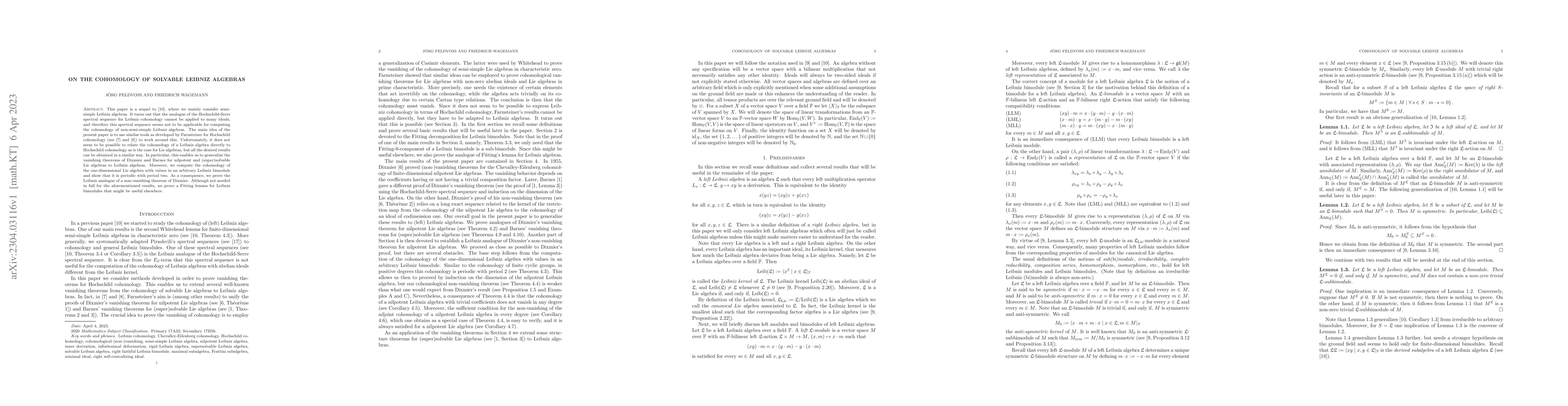 Thumbnail for Cohomology of solvable Leibniz algebras