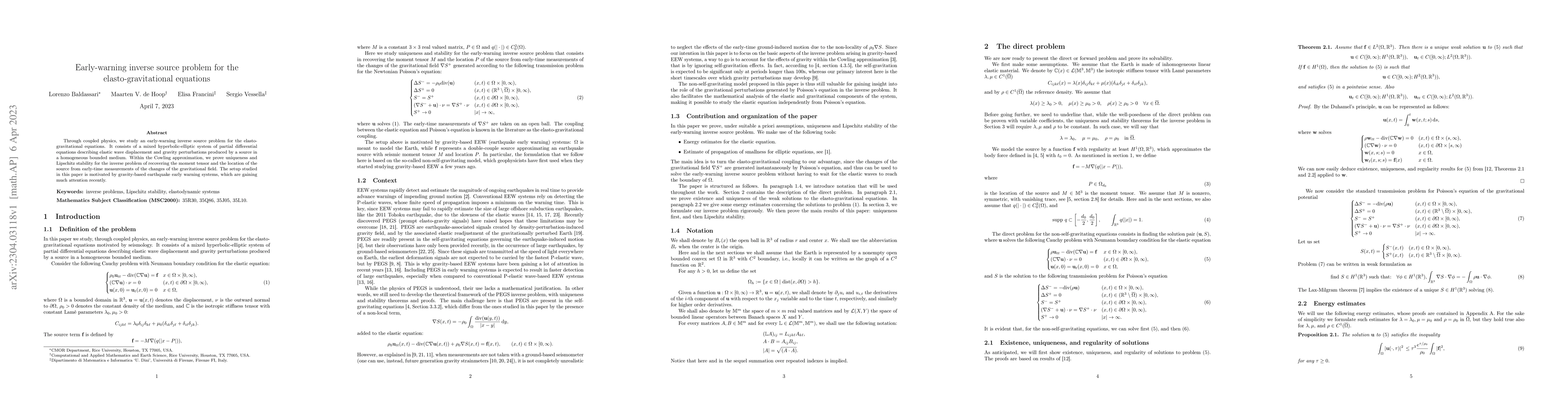 Thumbnail for Early-warning inverse source problem for the elasto-gravitational
  equations