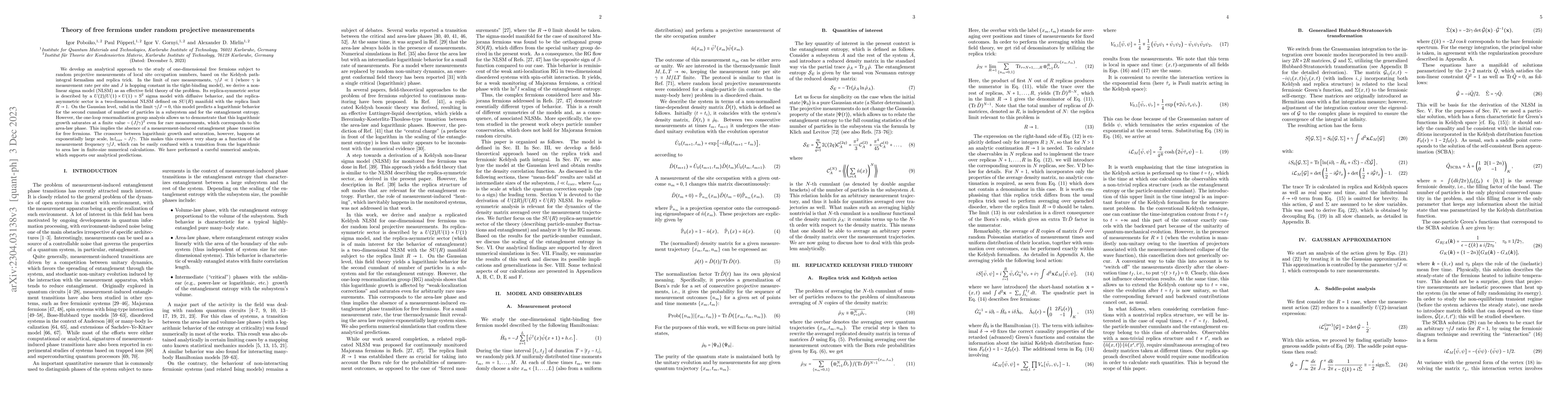 Thumbnail for Theory of free fermions under random projective measurements