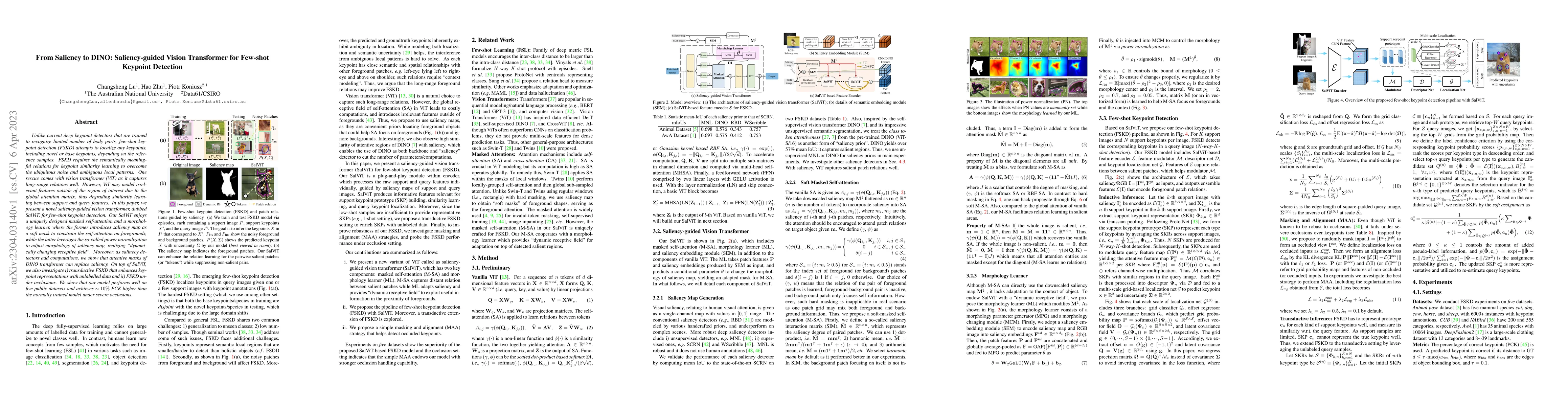Thumbnail for From Saliency to DINO: Saliency-guided Vision Transformer for Few-shot
  Keypoint Detection