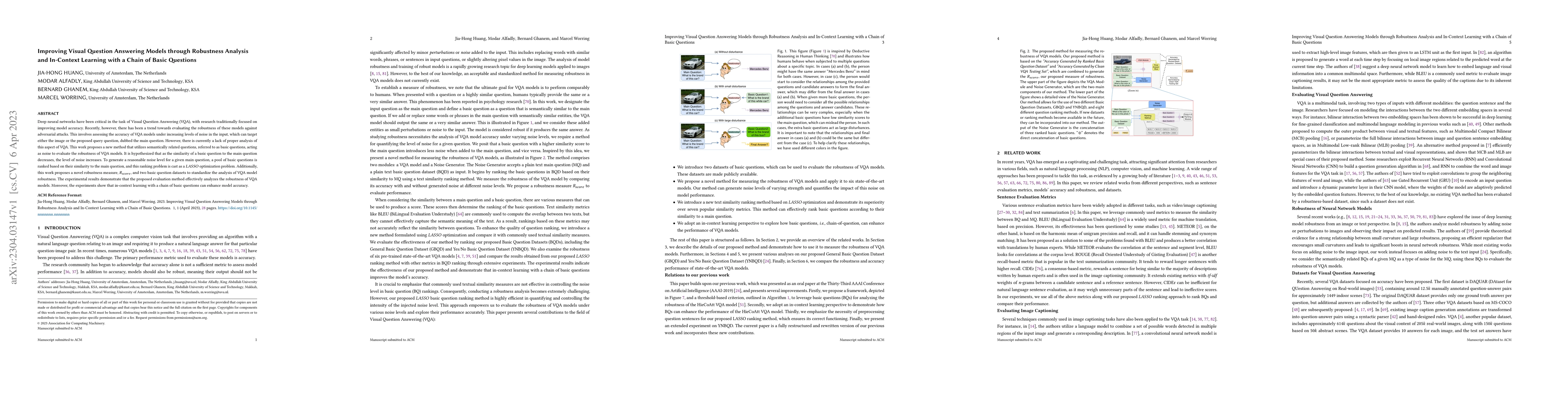 Thumbnail for Improving Visual Question Answering Models through Robustness Analysis
  and In-Context Learning with a Chain of Basic Questions