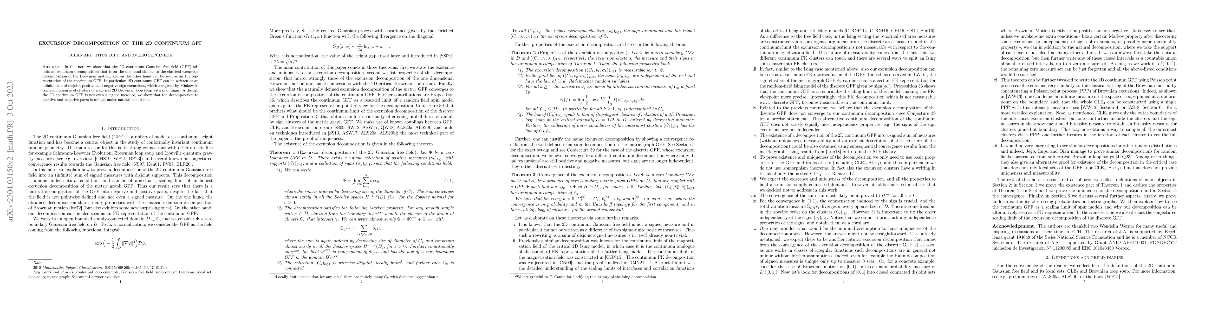 Thumbnail for Excursion decomposition of the 2D continuum GFF