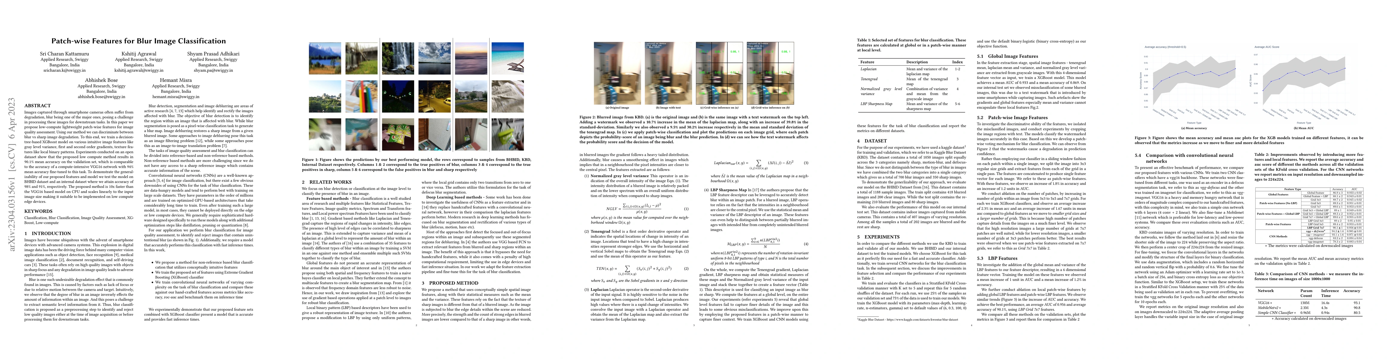 Thumbnail for Patch-wise Features for Blur Image Classification