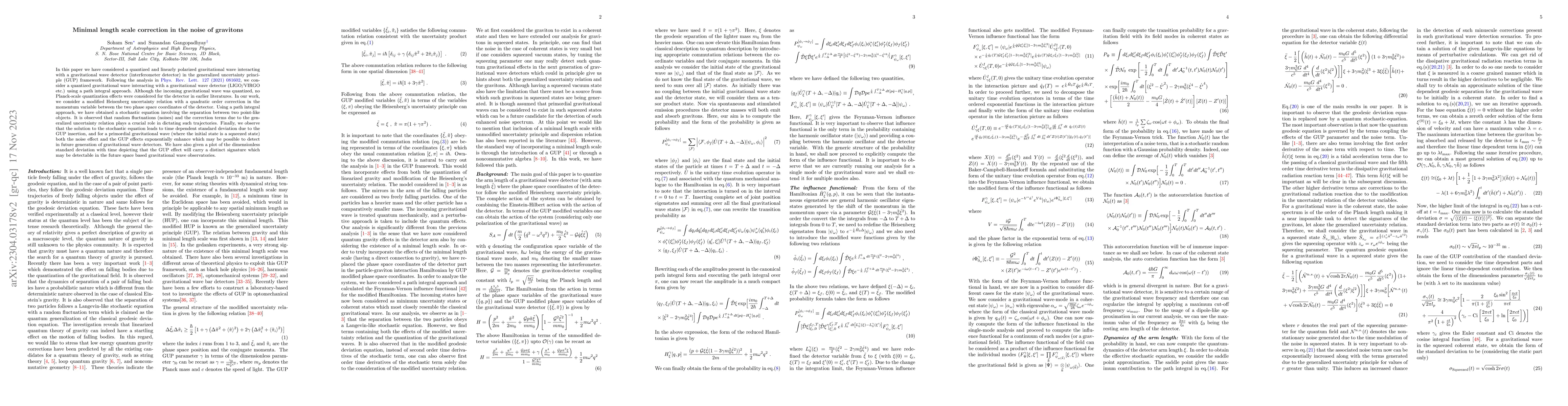 Thumbnail for Minimal length scale correction in the noise of gravitons