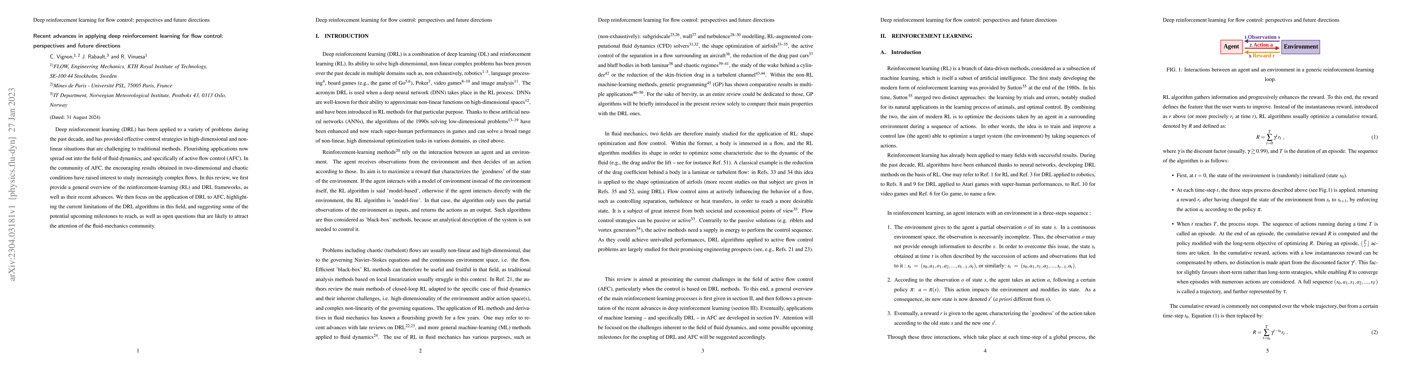 Thumbnail for Recent advances in applying deep reinforcement learning for flow
  control: perspectives and future directions