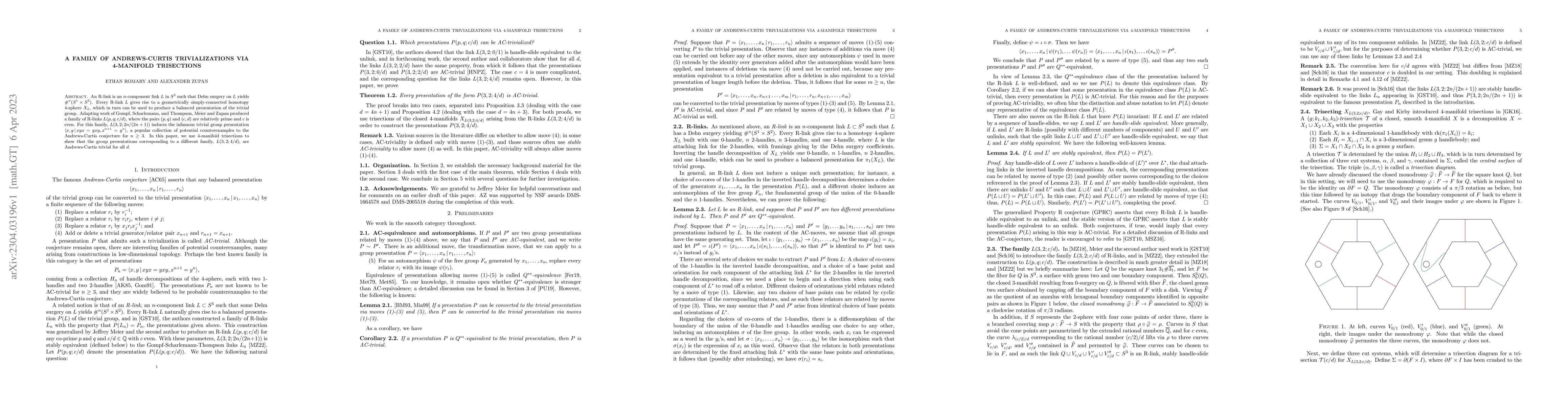 Thumbnail for A family of Andrews-Curtis trivializations via 4-manifold trisections