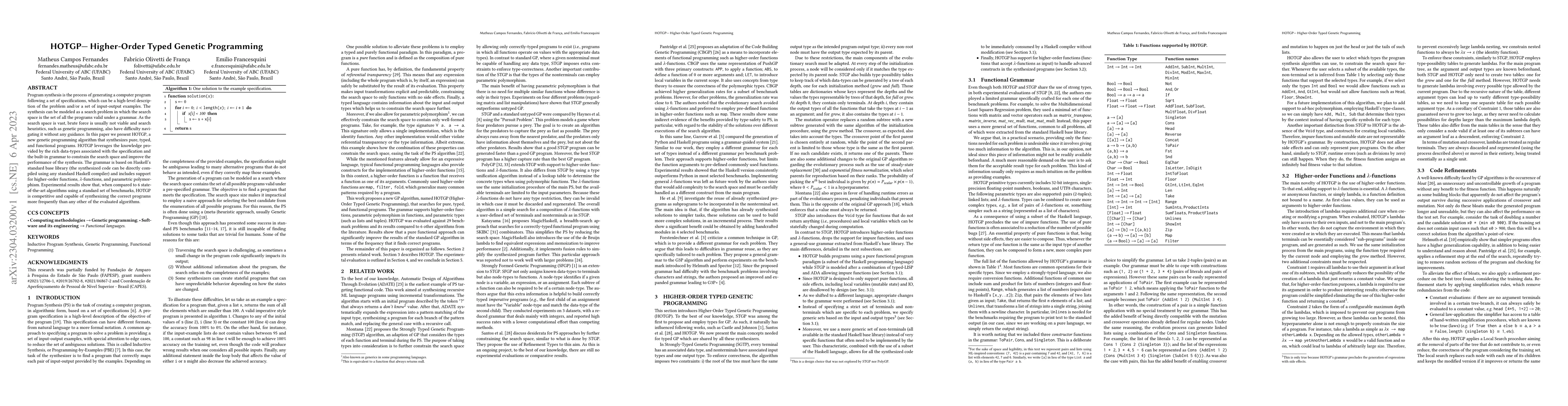 Thumbnail for HOTGP -- Higher-Order Typed Genetic Programming