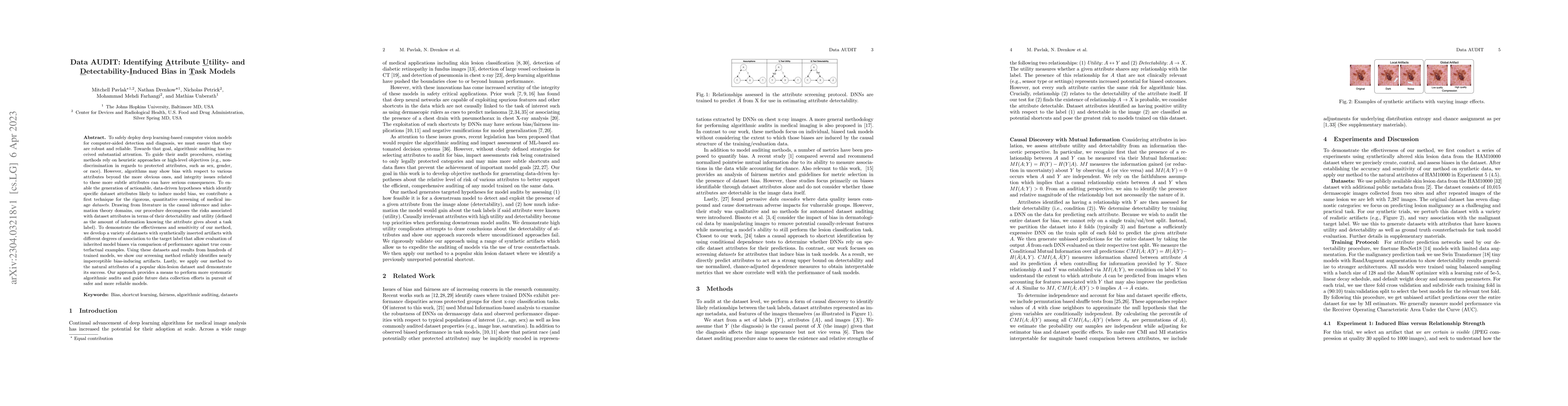 Thumbnail for Data AUDIT: Identifying Attribute Utility- and Detectability-Induced
  Bias in Task Models