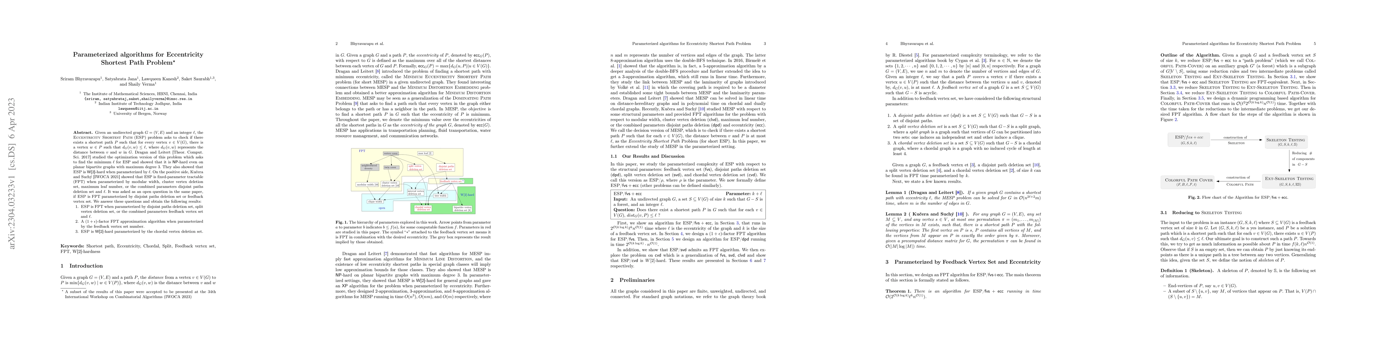 Thumbnail for Parameterized algorithms for Eccentricity Shortest Path Problem
