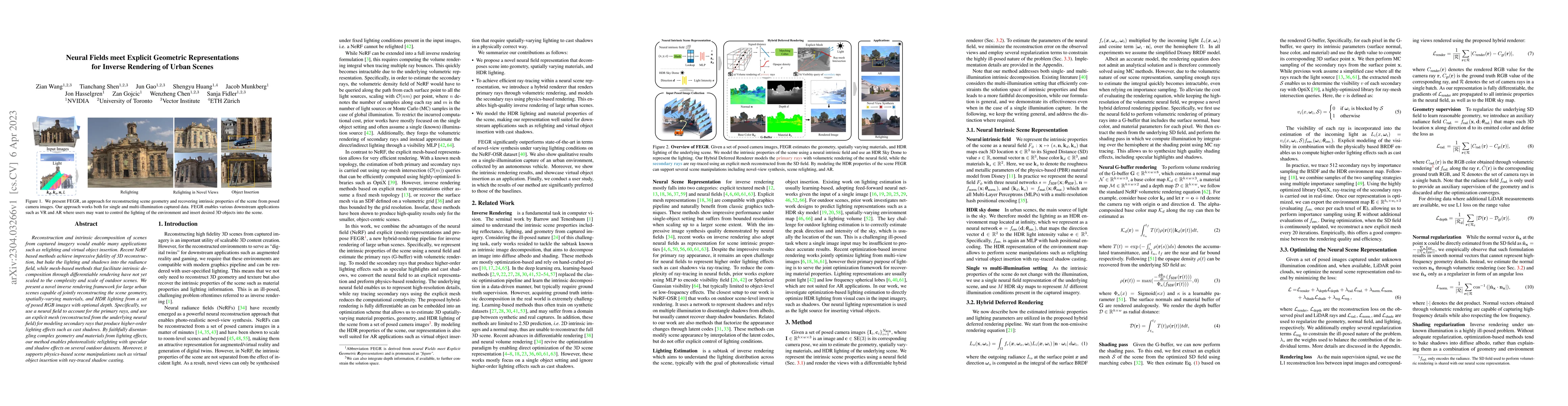 Thumbnail for Neural Fields meet Explicit Geometric Representation for Inverse
  Rendering of Urban Scenes