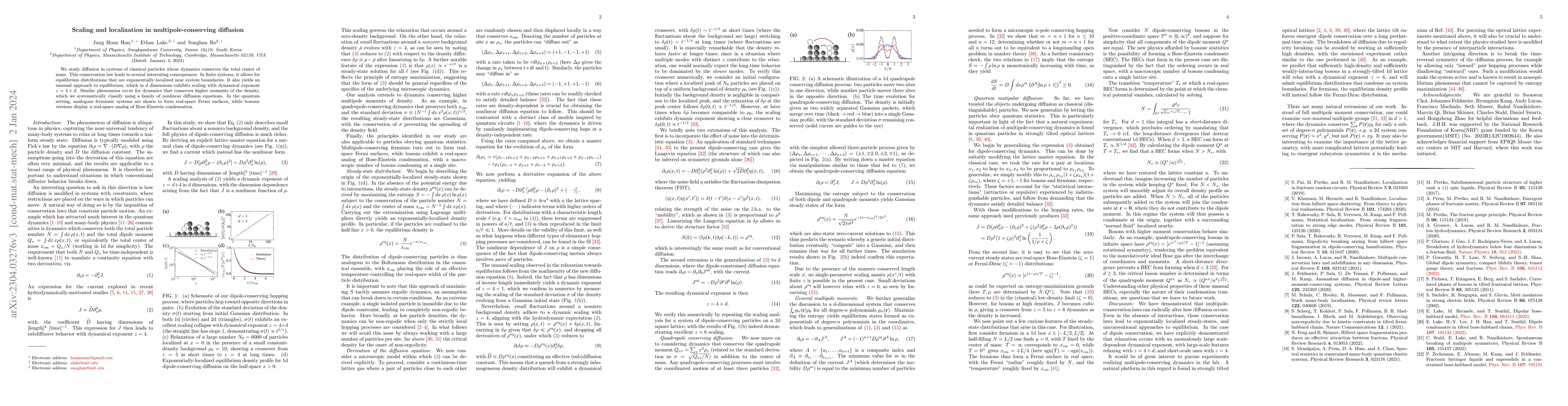 Thumbnail for Scaling and localization in multipole-conserving diffusion