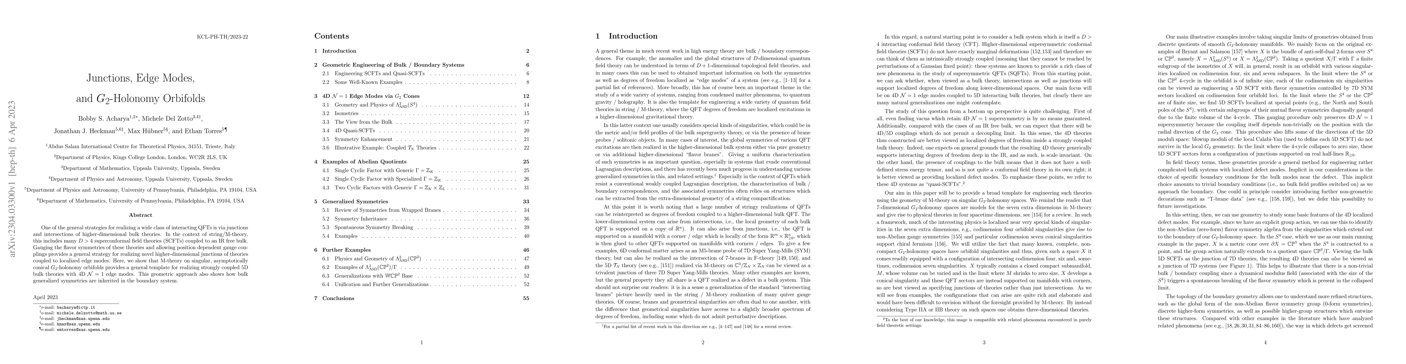 Thumbnail for Junctions, Edge Modes, and $G_2$-Holonomy Orbifolds