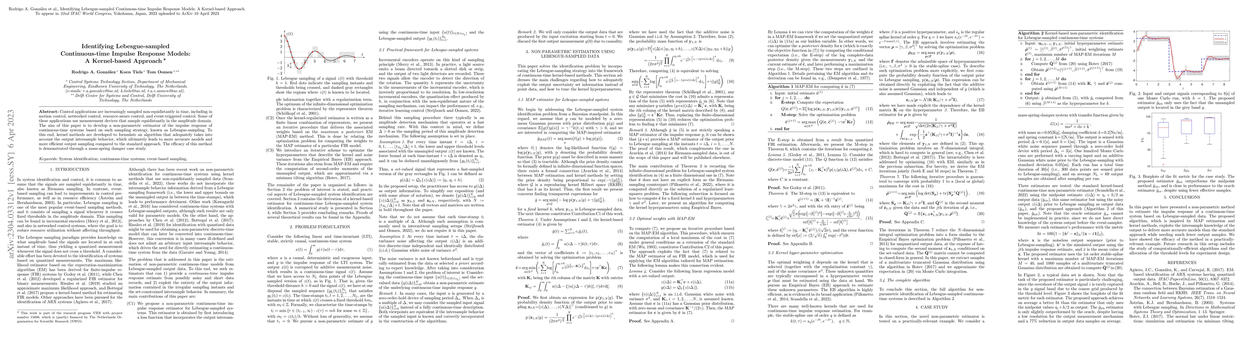 Thumbnail for Identifying Lebesgue-sampled Continuous-time Impulse Response Models: A
  Kernel-based Approach