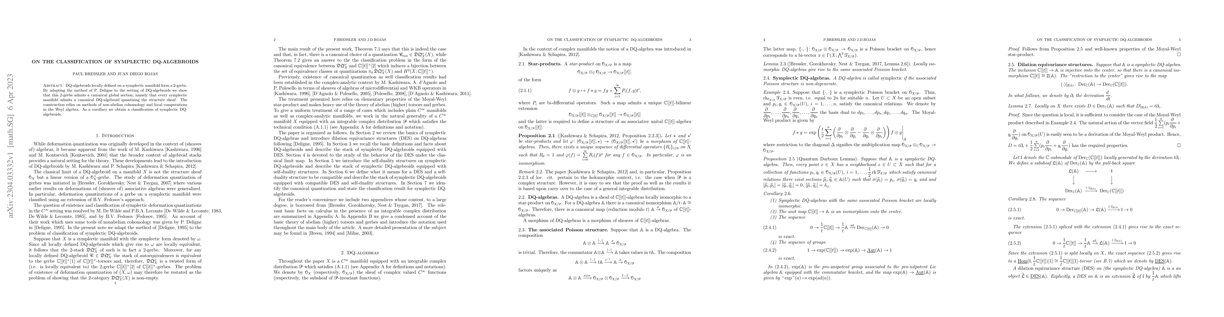 Thumbnail for On the classification of symplectic DQ-algebroids