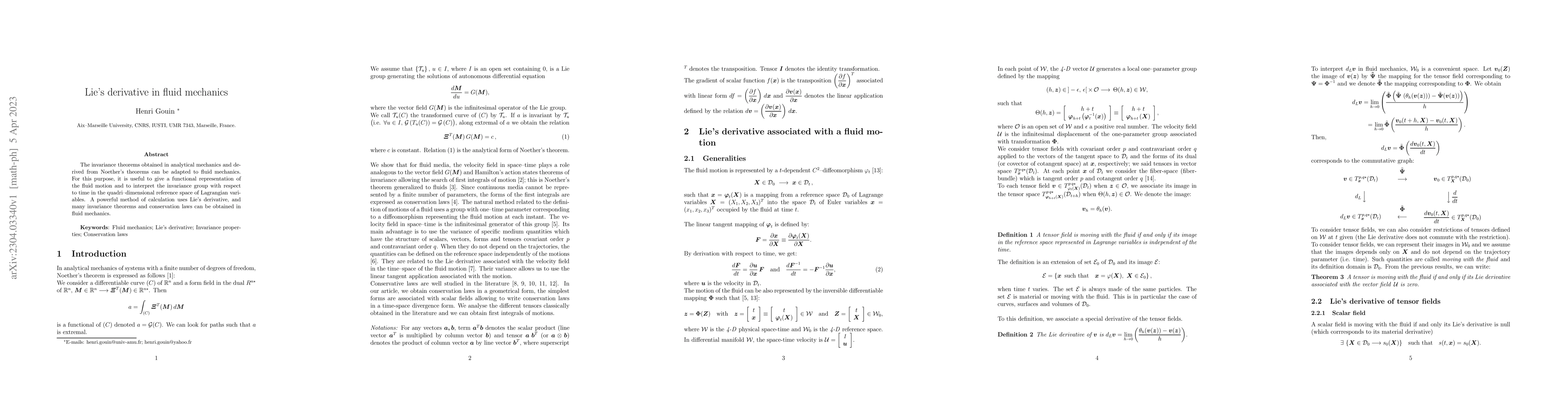 Thumbnail for Remarks on the Lie derivative in fluid mechanics