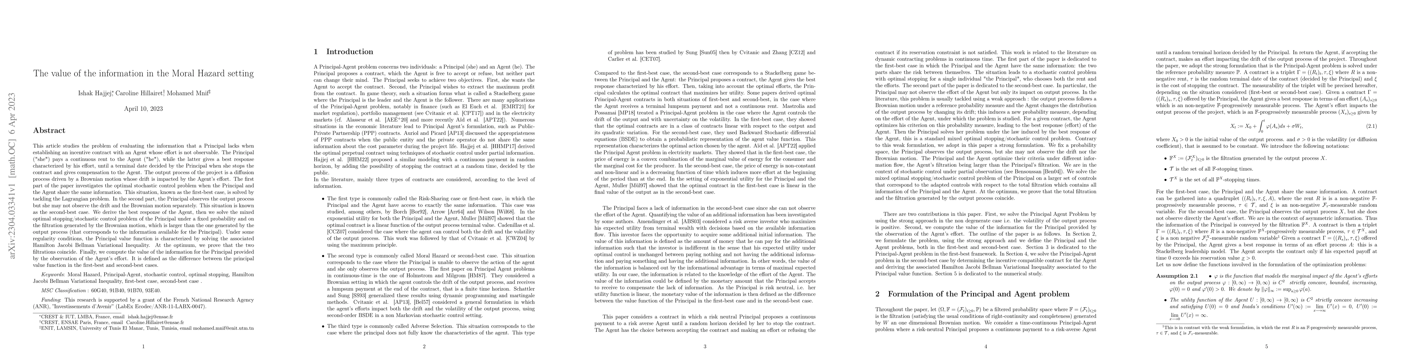 Thumbnail for The value of the information in the Moral Hazard setting