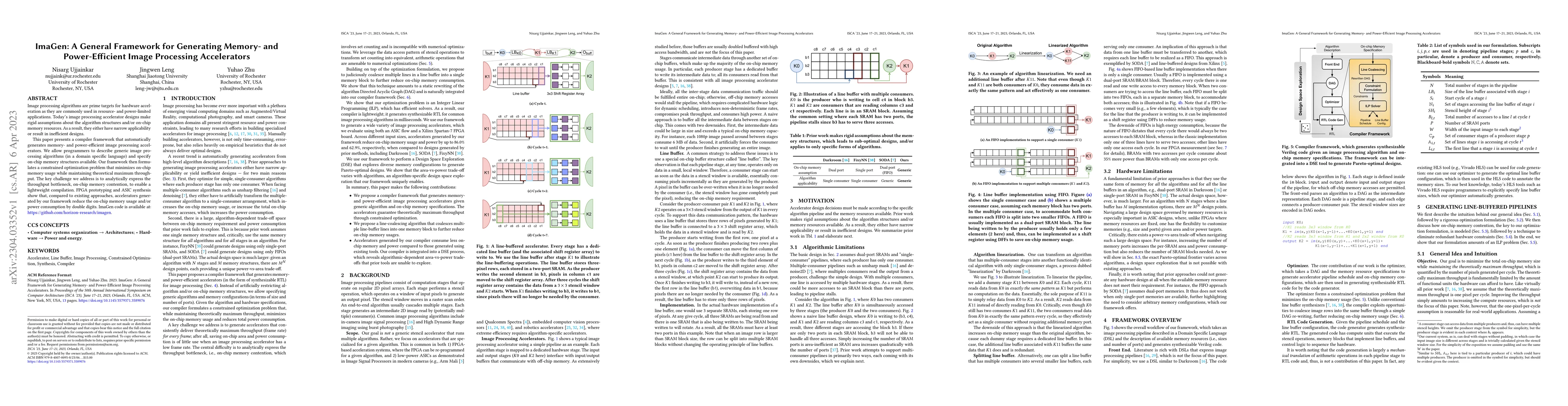 Thumbnail for ImaGen: A General Framework for Generating Memory- and Power-Efficient
  Image Processing Accelerators