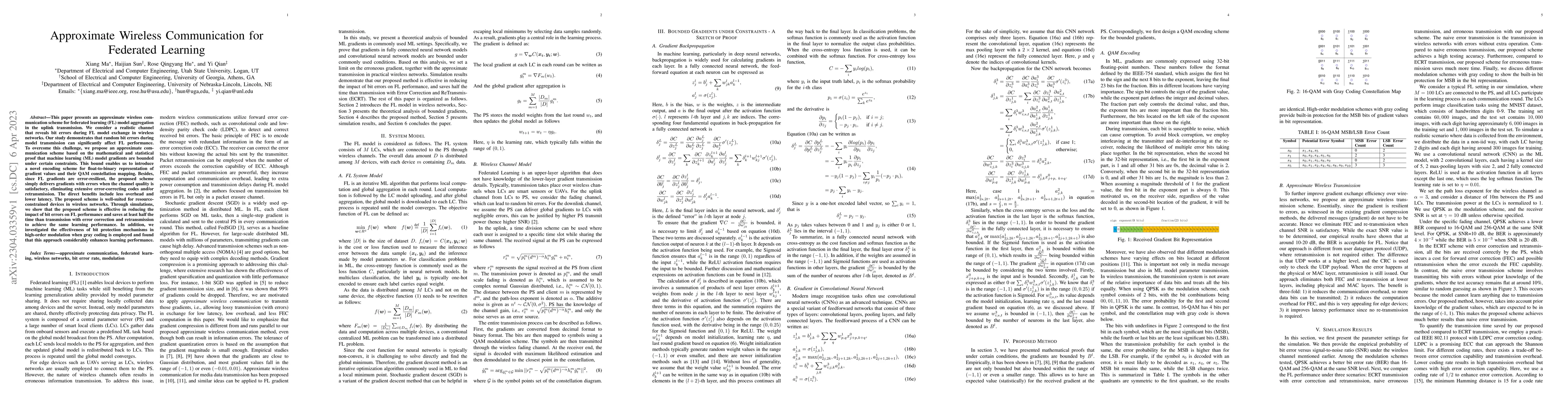 Thumbnail for Approximate Wireless Communication for Federated Learning
