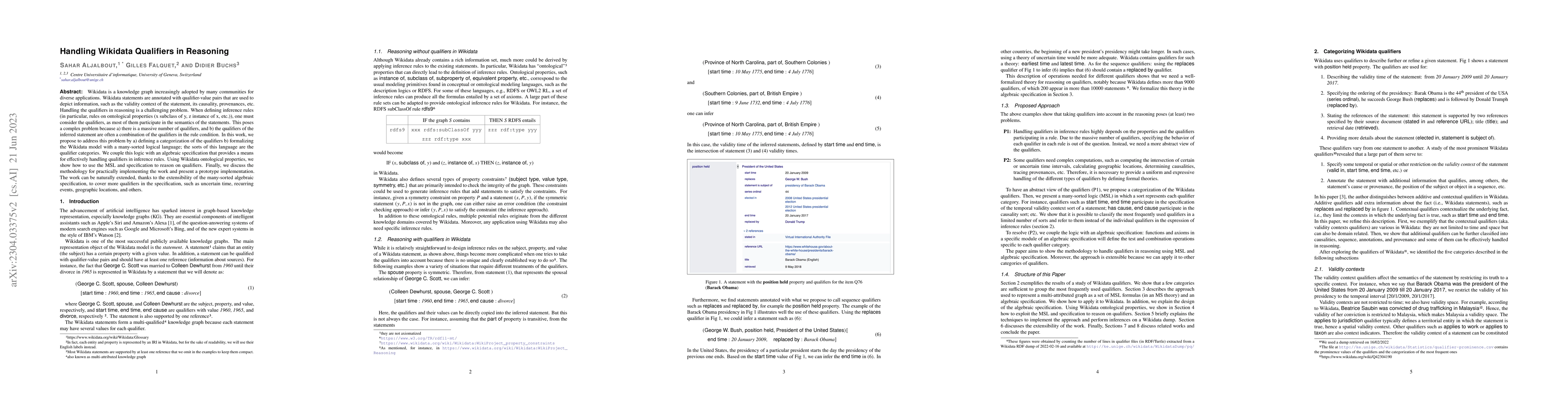 Thumbnail for Handling Wikidata Qualifiers in Reasoning