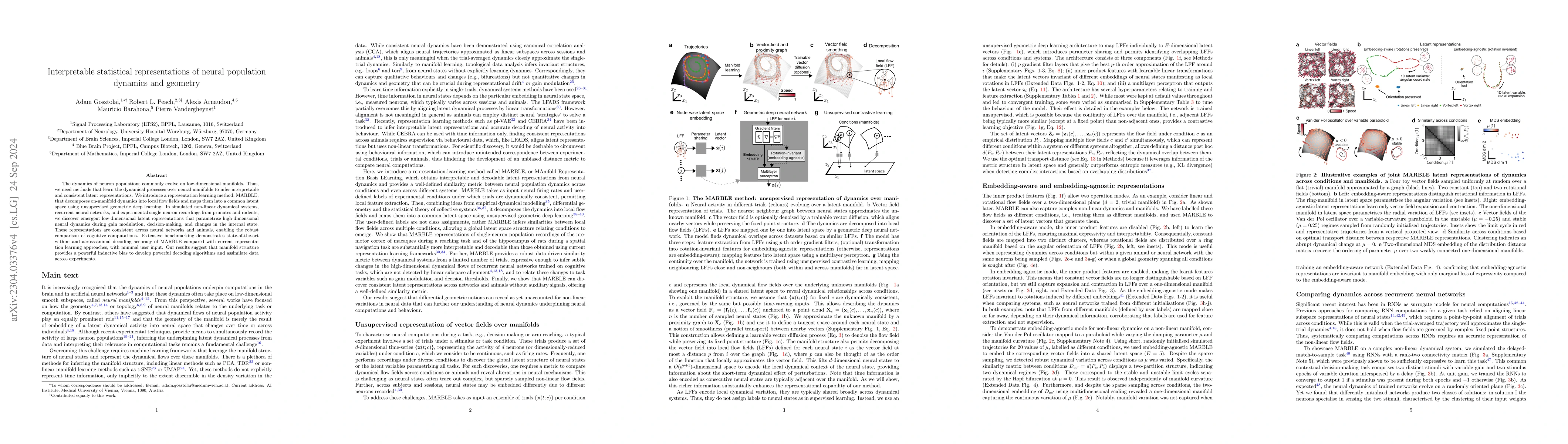 Thumbnail for Interpretable statistical representations of neural population dynamics
  and geometry
