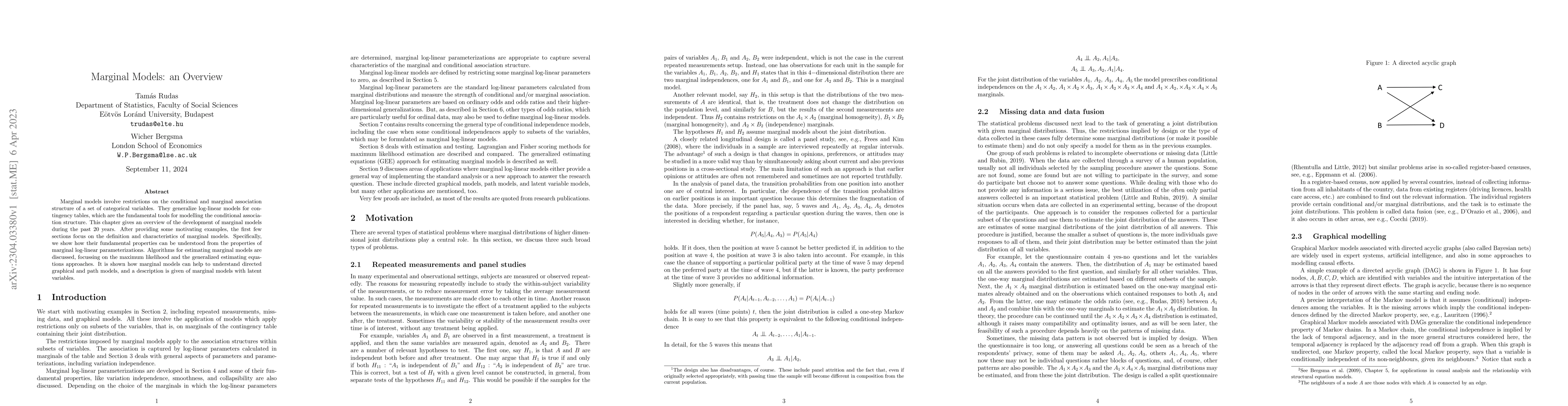 Thumbnail for Marginal Models: an Overview
