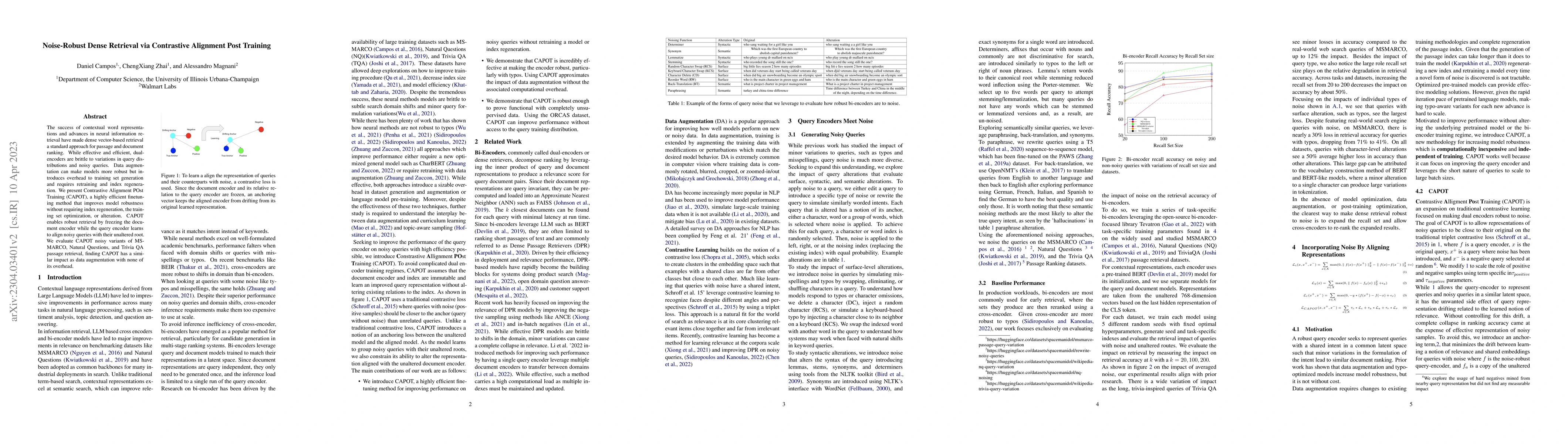 Thumbnail for Noise-Robust Dense Retrieval via Contrastive Alignment Post Training