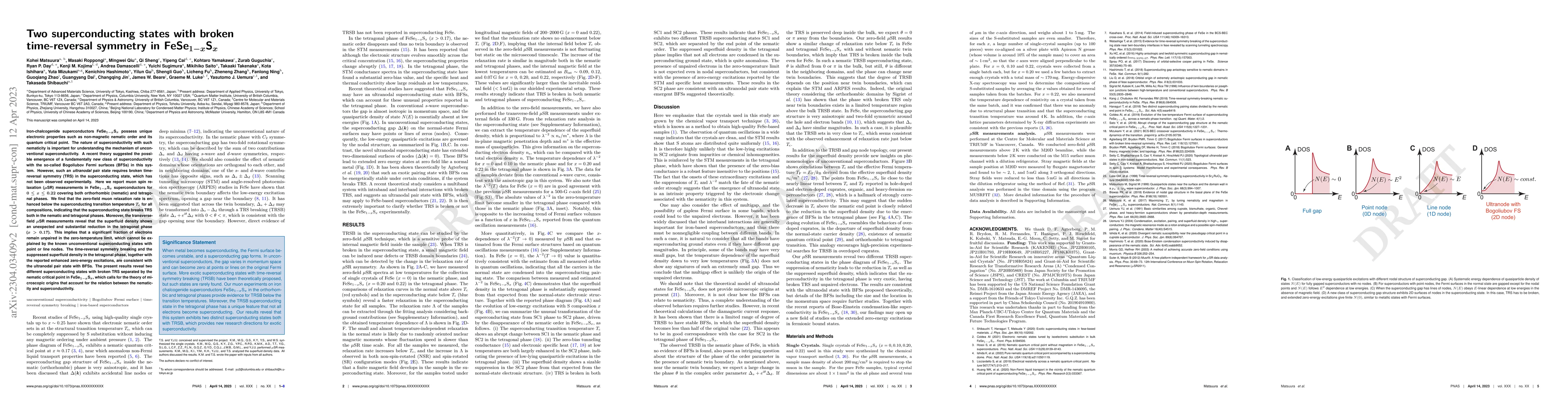 Thumbnail for Two superconducting states with broken time-reversal symmetry in
  FeSe1-xSx