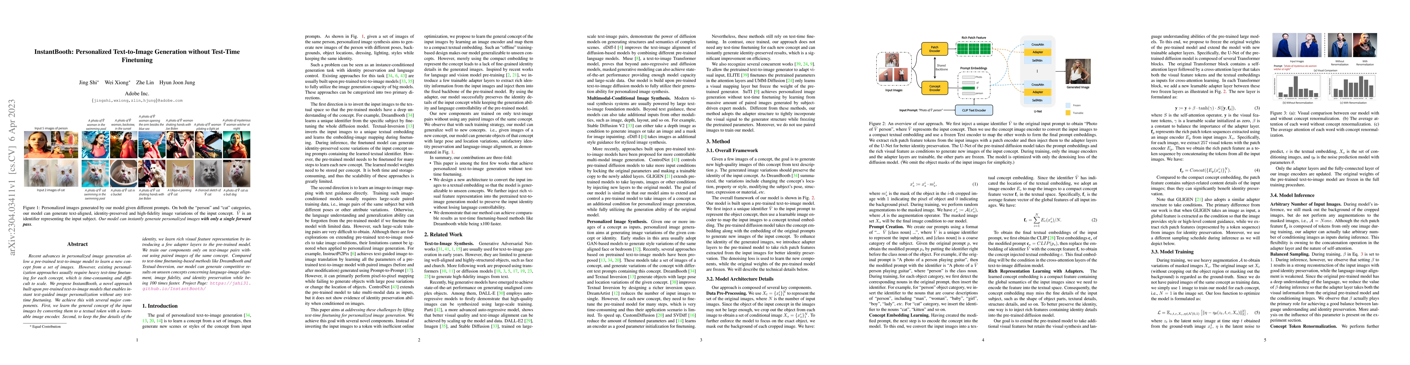 Thumbnail for InstantBooth: Personalized Text-to-Image Generation without Test-Time
  Finetuning