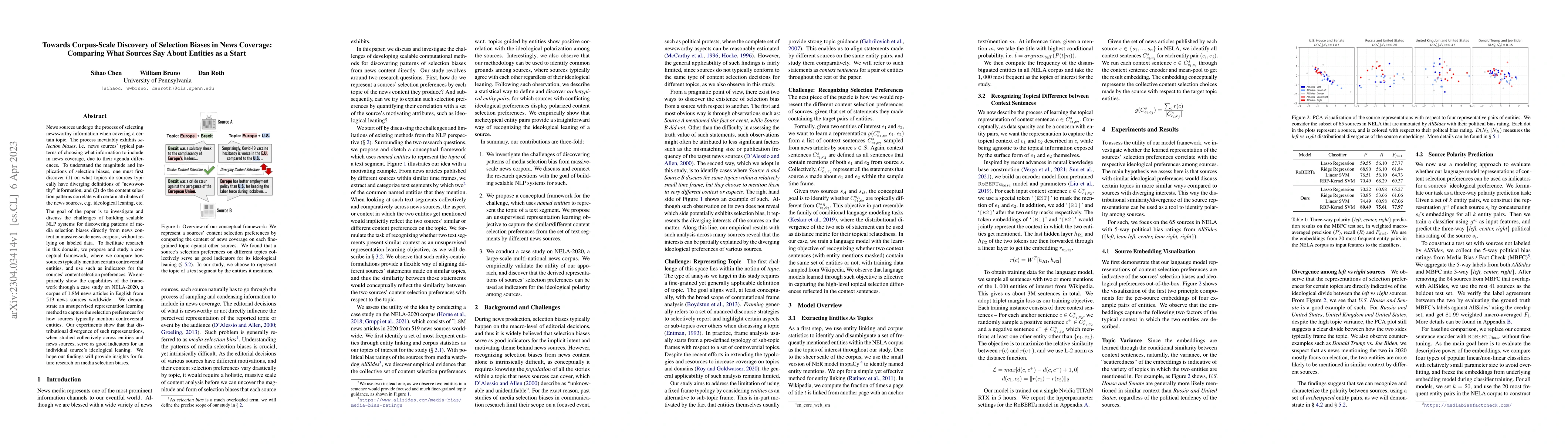 Thumbnail for Towards Corpus-Scale Discovery of Selection Biases in News Coverage:
  Comparing What Sources Say About Entities as a Start