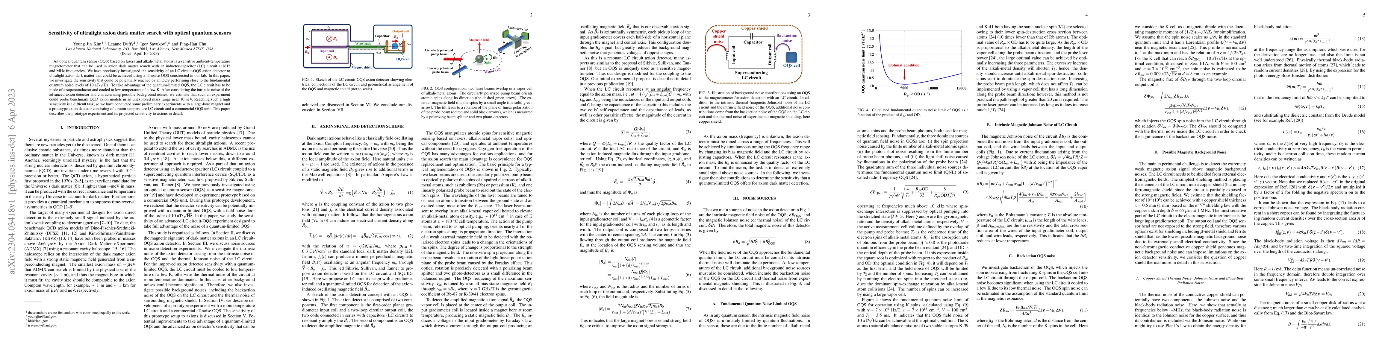 Thumbnail for Sensitivity of ultralight axion dark matter search with optical quantum
  sensors