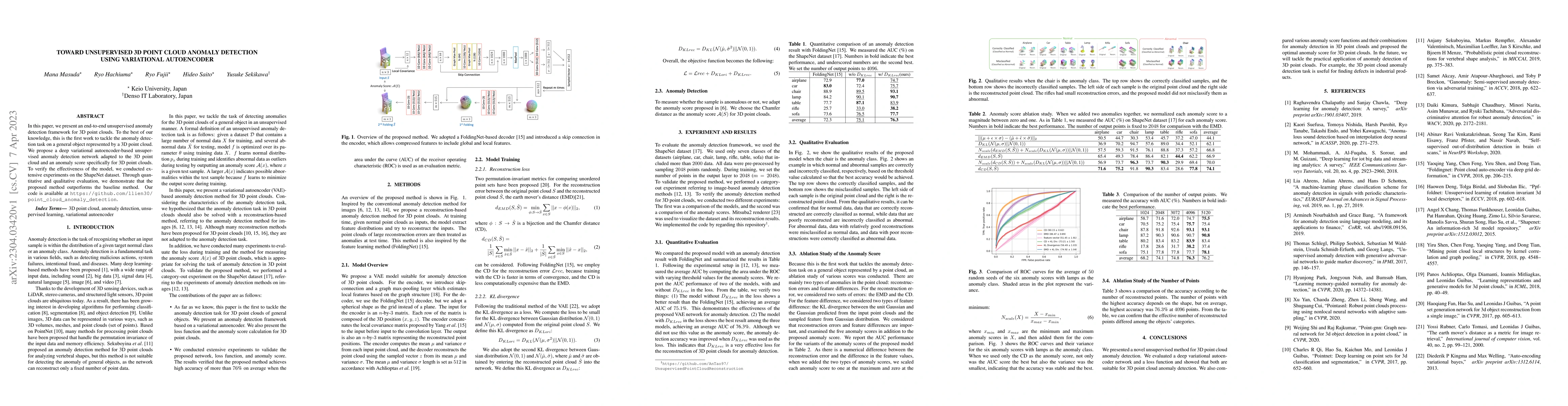 Thumbnail for Toward Unsupervised 3D Point Cloud Anomaly Detection using Variational
  Autoencoder