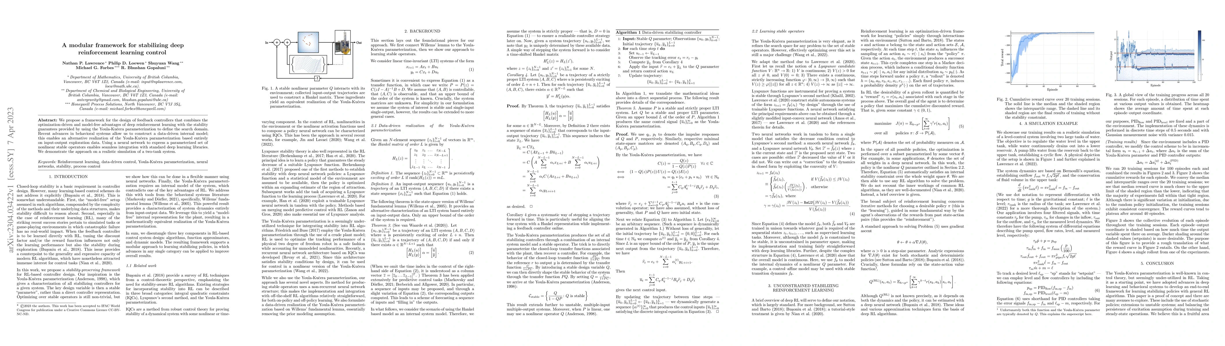 Thumbnail for A modular framework for stabilizing deep reinforcement learning control