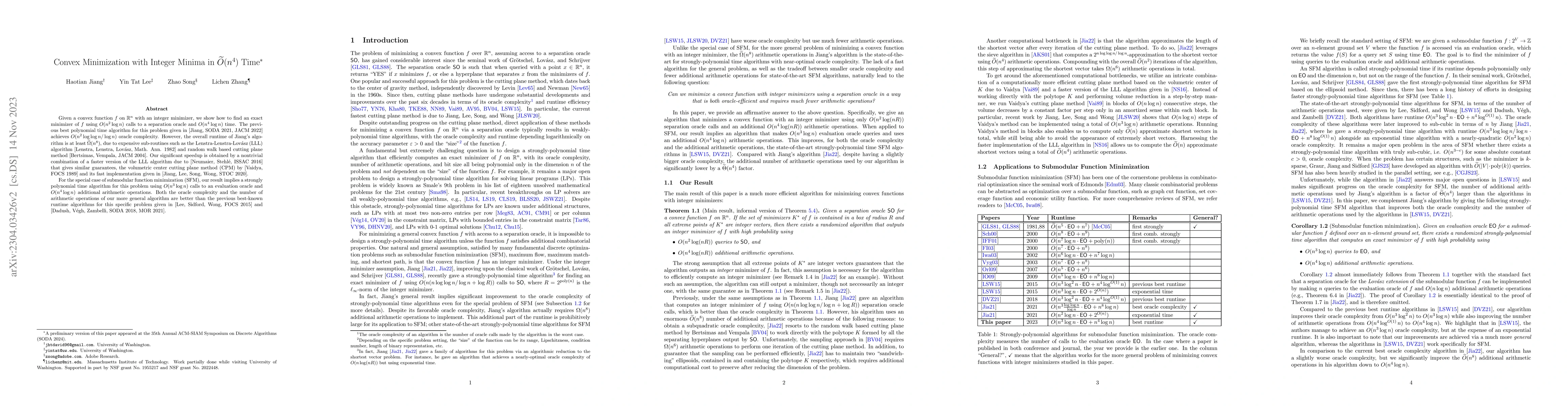 Thumbnail for Convex Minimization with Integer Minima in $\widetilde O(n^4)$ Time
