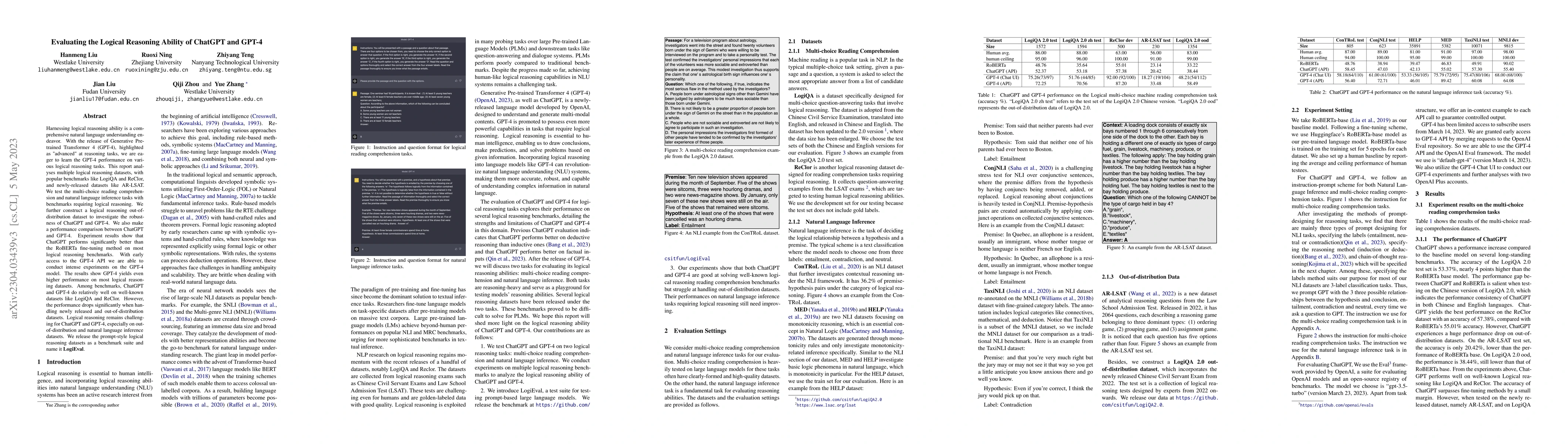 Thumbnail for Evaluating the Logical Reasoning Ability of ChatGPT and GPT-4