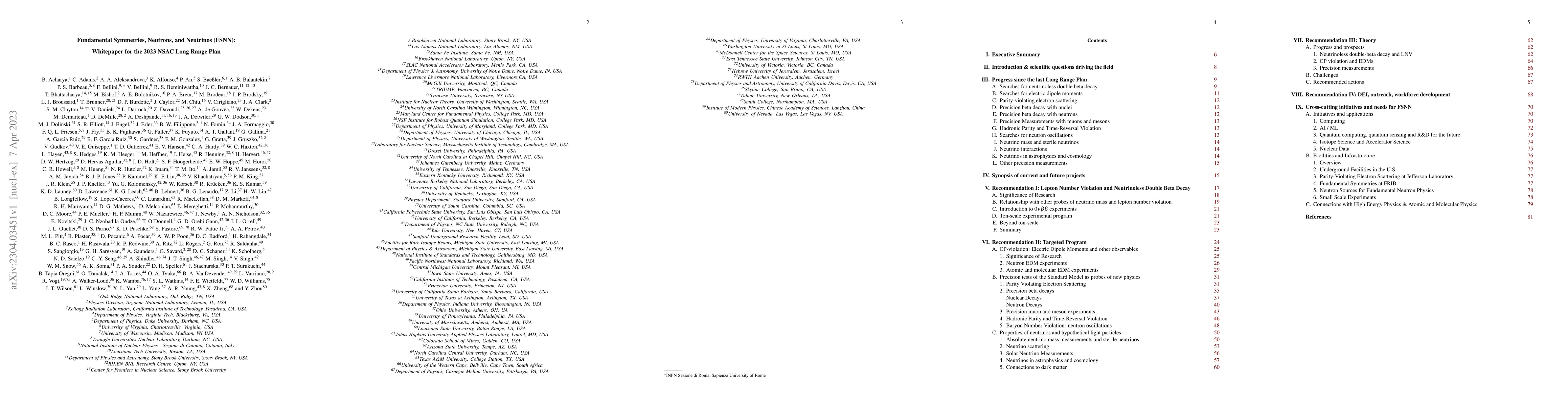 Thumbnail for Fundamental Symmetries, Neutrons, and Neutrinos (FSNN): Whitepaper for
  the 2023 NSAC Long Range Plan