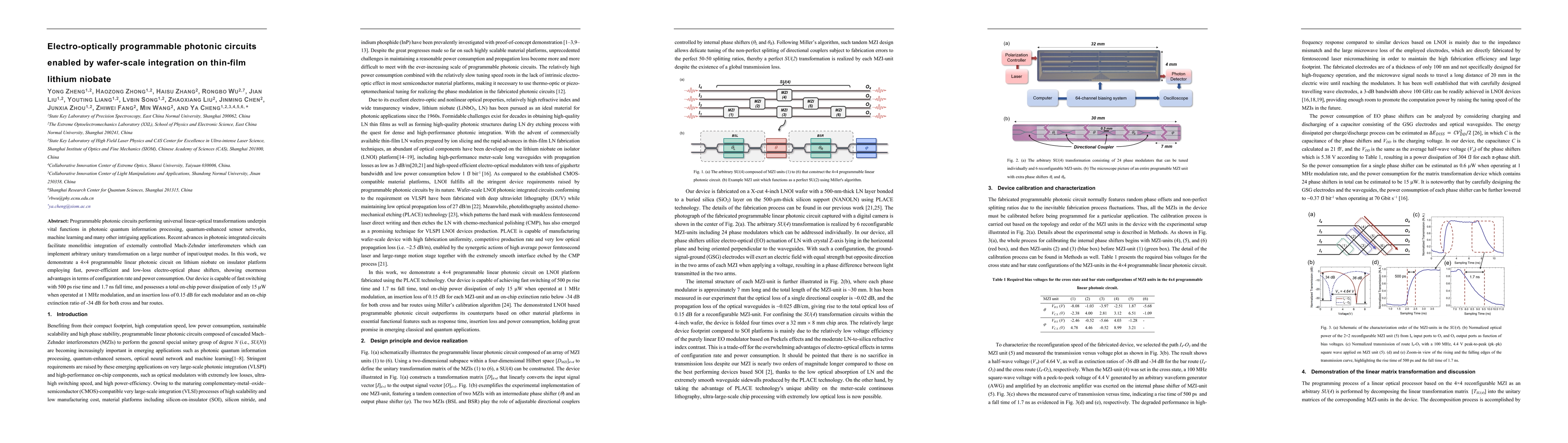 Thumbnail for Electro-optically programmable photonic circuits enabled by wafer-scale
  integration on thin-film lithium niobate