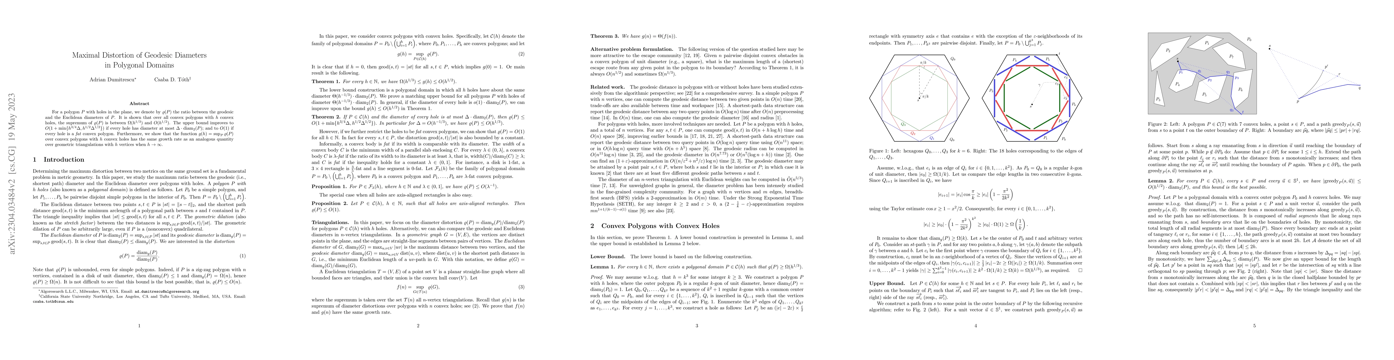 Thumbnail for Maximal Distortion of Geodesic Diameters in Polygonal Domains