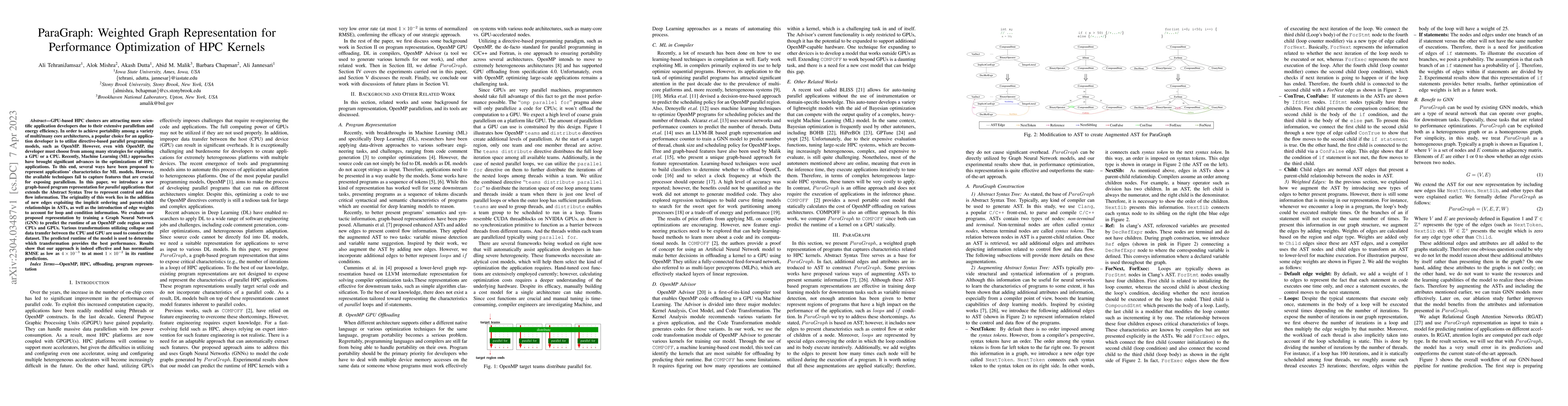 Thumbnail for ParaGraph: Weighted Graph Representation for Performance Optimization of
  HPC Kernels