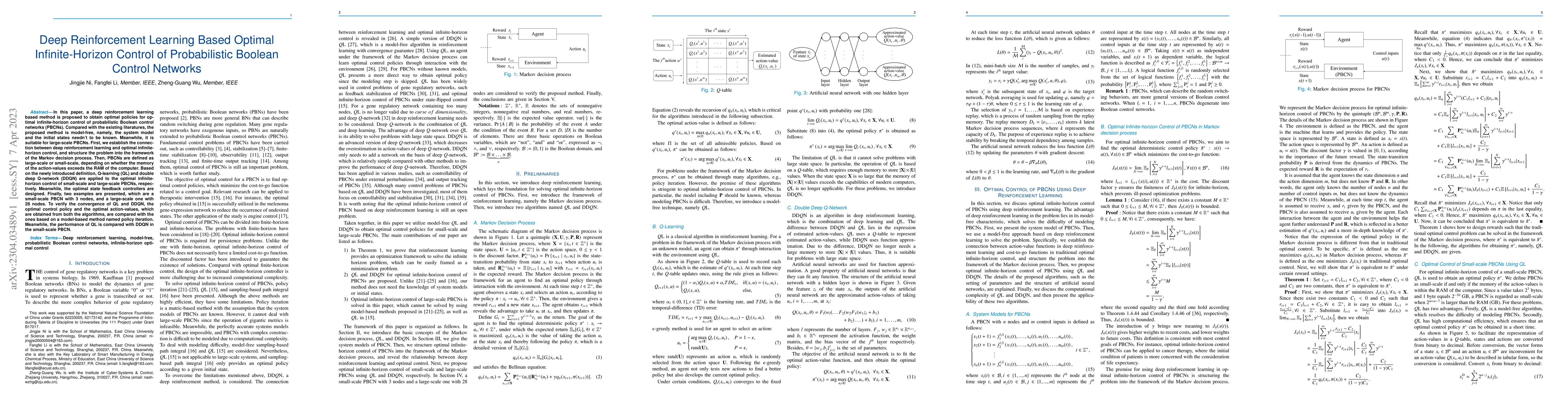 Thumbnail for Deep Reinforcement Learning Based Optimal Infinite-Horizon Control of
  Probabilistic Boolean Control Networks