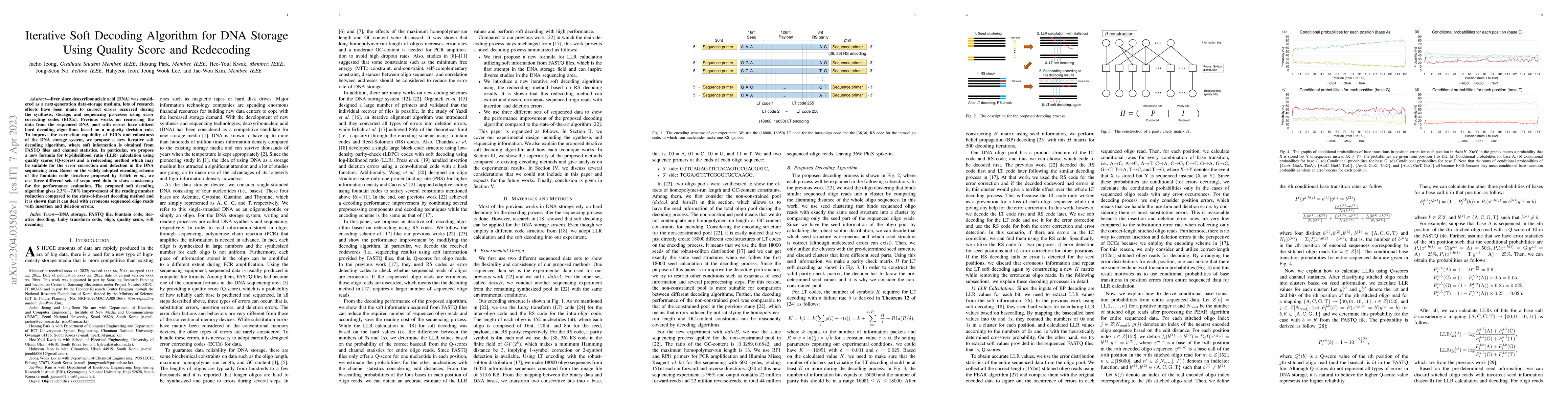 Thumbnail for Iterative Soft Decoding Algorithm for DNA Storage Using Quality Score
  and Redecoding