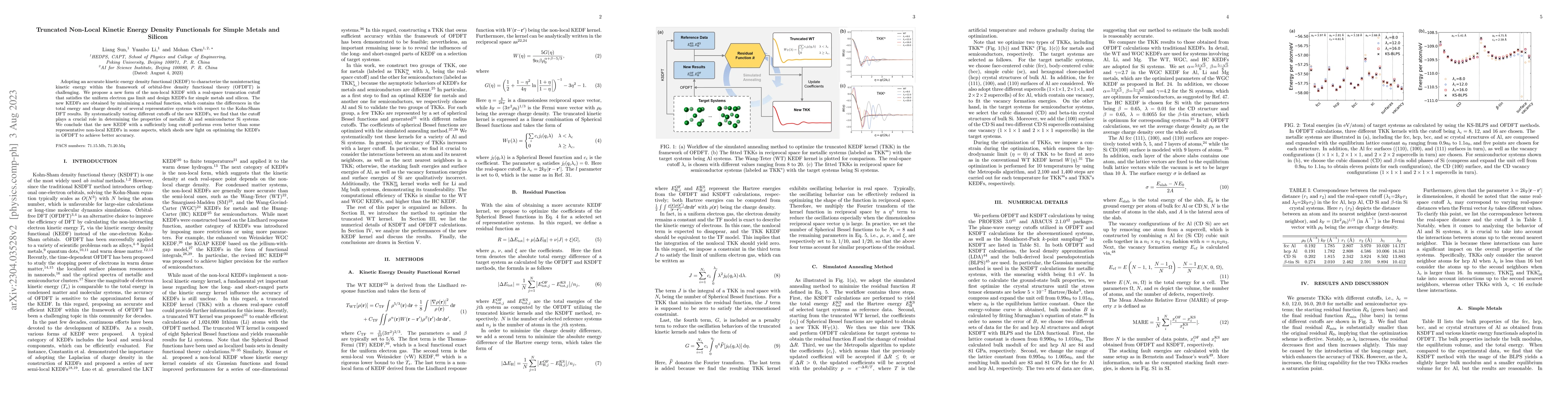 Thumbnail for Truncated Non-Local Kinetic Energy Density Functionals for Simple Metals
  and Silicon