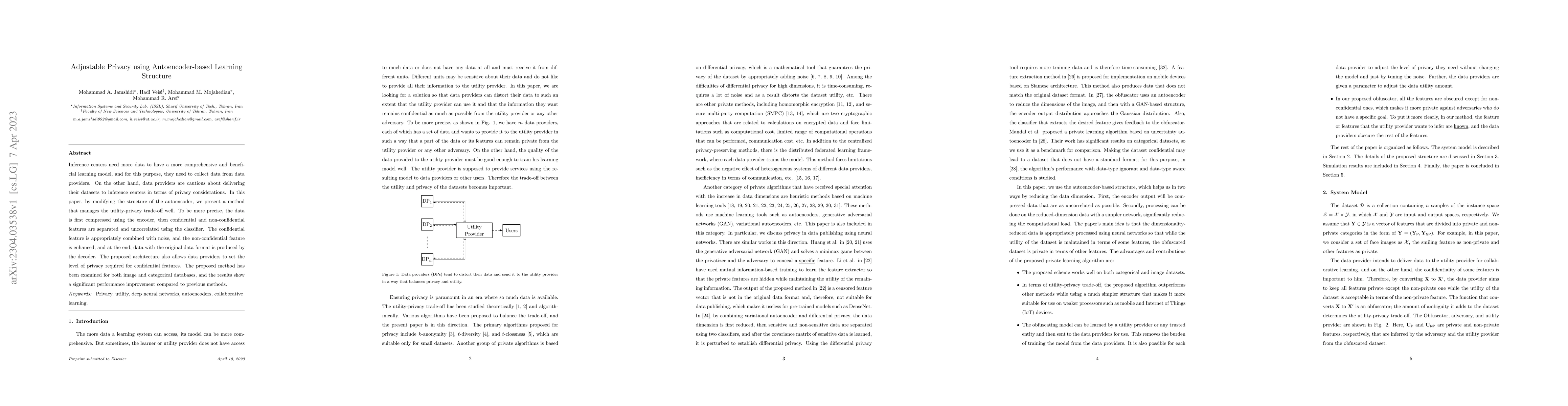Thumbnail for Adjustable Privacy using Autoencoder-based Learning Structure