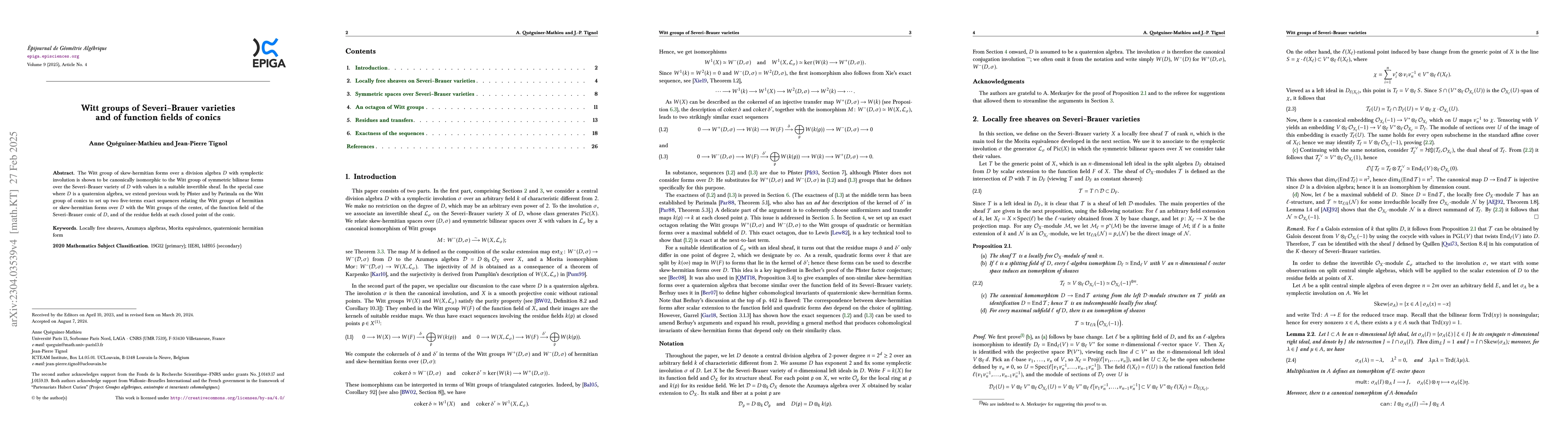 Thumbnail for Witt groups of Severi-Brauer varieties and of function fields of conics