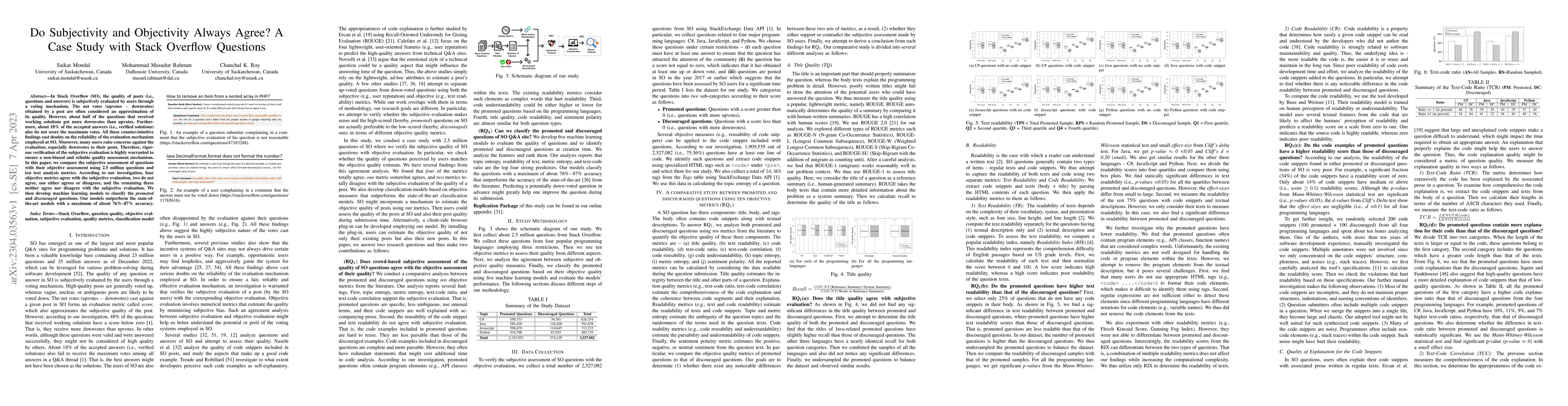 Thumbnail for Do Subjectivity and Objectivity Always Agree? A Case Study with Stack
  Overflow Questions